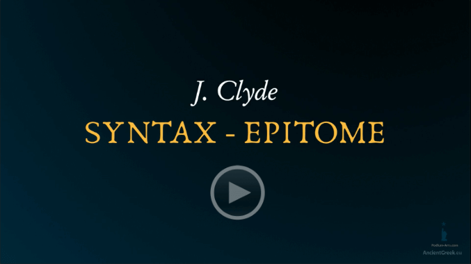 title of Clyde's Greek Syntax Epitome in black background