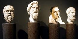 4 heads of philosopher in marble